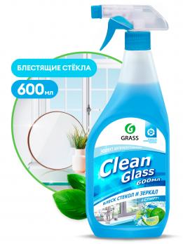 Grass Средство для мытья стёкол,окон,пластика и зеркал Clean Glass голубая лагуна 600 мл мытье окон