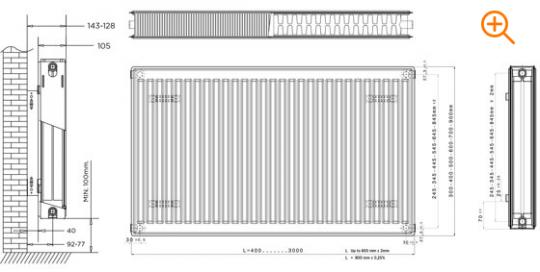 Стальной панельный радиатор C 22-500-1400 Warmhaus
