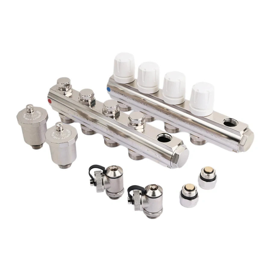 Коллекторная группа 1", 4 ходов, латунный корпус, без расходомера и кранов