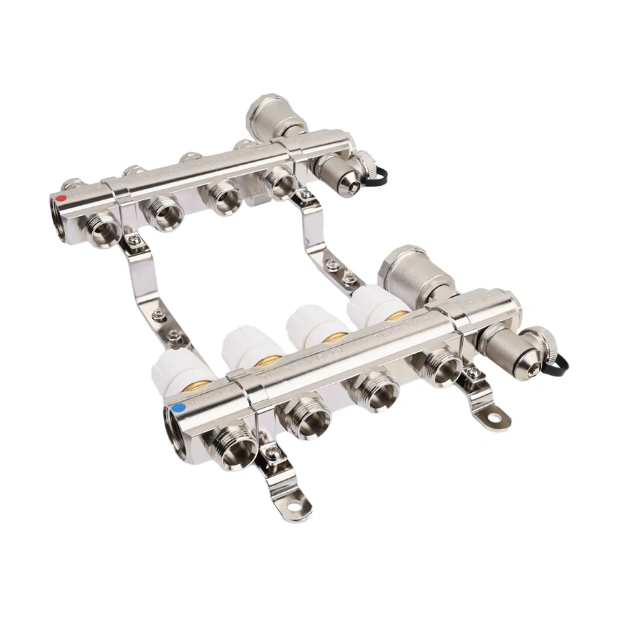 Коллекторная группа 1", 2 ходов, латунный корпус, без расходомера и кранов