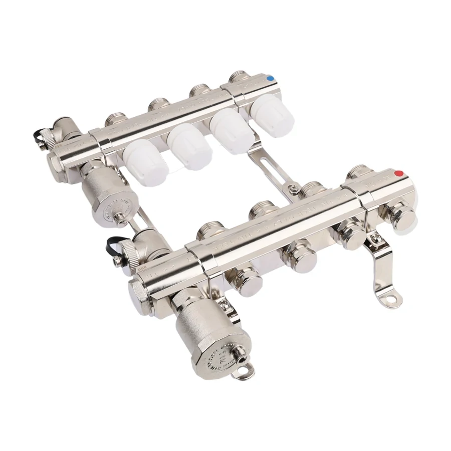 Коллекторная группа 1", 8 ходов, латунный корпус, без расходомера и кранов