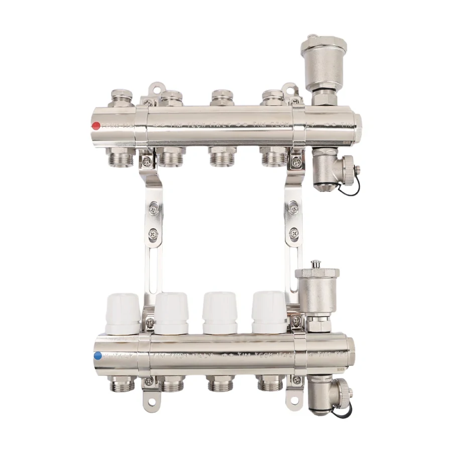 Коллекторная группа 1", 9 ходов, латунный корпус, без расходомера и кранов