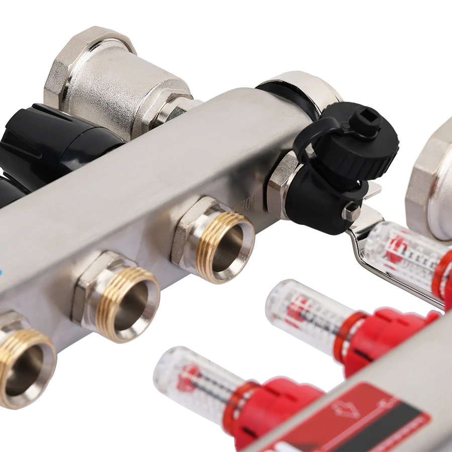 Коллекторная группа 1", 11 ходов, нержавеющий корпус, "КВАДРАТ" с расходомерами