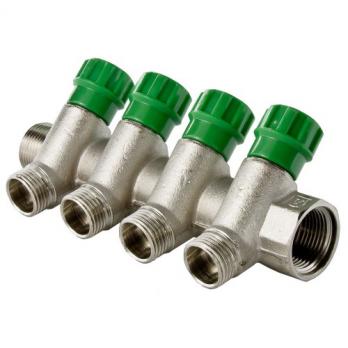 Коллектор 45° с кран-буксами 3/4" х 1/2ш - 6вых, под конус