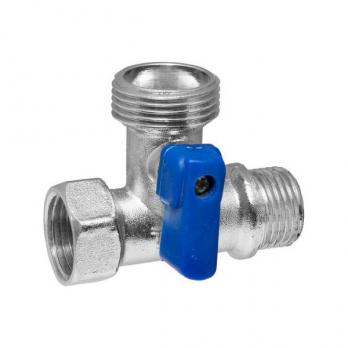 Кран шаровой трёхходовой никелированный (standard) 1/2F*3/4M*1/2M