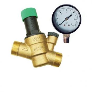 Редуктор снижение давления с манометром 1/2"г -1/2"г и 3/4"ш