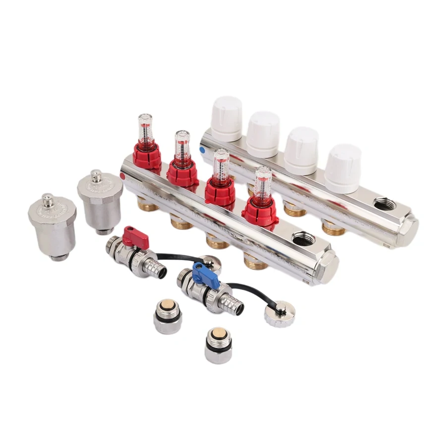 Коллекторная группа 1", 7 ходов, латунный корпус, без кранов