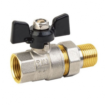 Кран шаровый с американкой 1/2" ник. (бабочка)