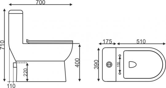 Монолит SM9601, тонкое сиденье ДП (с гофрой и подводкой) | EVA GOLD