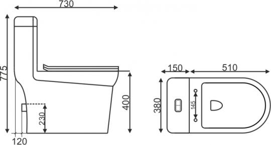 Монолит SM9610, тонкое сиденье ДП (с гофрой и подводкой) | EVA GOLD