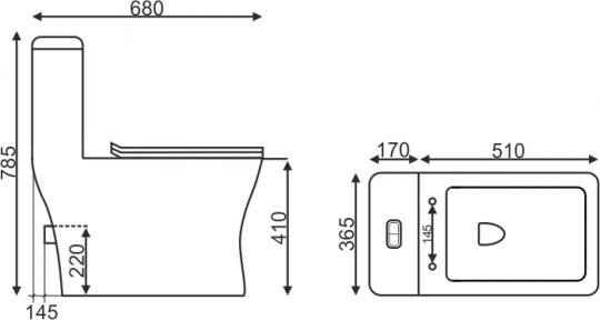 Монолит SM9608, тонкое сиденье ДП (с гофрой и подводкой) | EVA GOLD