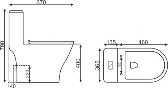 Монолит T1060 безободковый, сиденье дюропласт(с гофрой и подводкой) | EVA GOLD