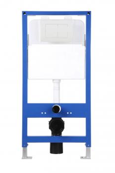 Инсталляция EvaGold 545-1 для подвесного унитаза кнопка пластик квадрат белая глянец | EVA GOLD