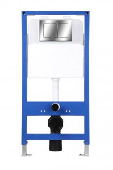 Инсталляция EvaGold 545-3 для подвесного унитаза кнопка пластик квадрат хром глянец | EVA GOLD