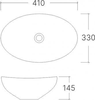 Умывальник накладной A433WGM серый матов+белый матов овальный (410*330*145 мм) | EVA GOLD
