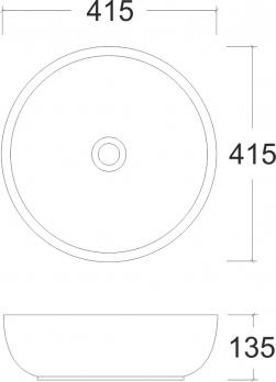 Умывальник накладной A428CBKM черный матовый круглый (415*415*135 мм) | EVA GOLD