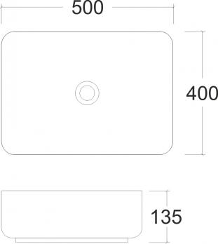 Умывальник накладной A422CDGRM серый матовый прямоугольный (500*400*135 мм) | EVA GOLD