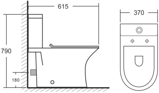 А2802 Унитаз безободковый, сиденье тонкое ДП, удлин. патрубок (без бачка) | EVA GOLD