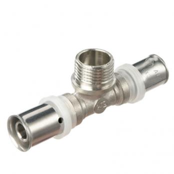 Пресс-фитинг. Тройник  никелированный 16 * 1/2" ш *16