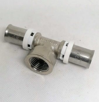 Пресс-фитинг. Тройник никелированный 16 * 1/2" г * 16