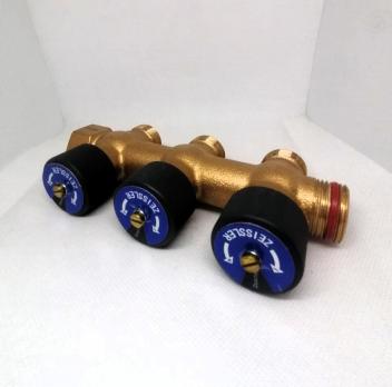 Распределительная гребенка  с функцией отключения на 3 отвода 3/4"*3/4"EK