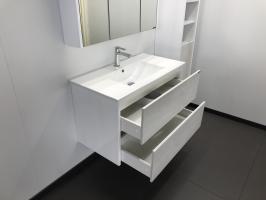 COMFORTY. Тумба-умывальник "Женева-90" дуб белый с раковиной COMFORTY 90E