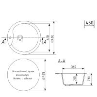 Мойкa ML-GM12 круглая, ультра-белая (341), 480мм (глуб. чаши 210)