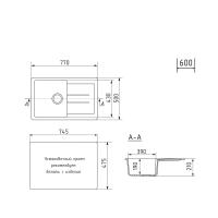 Мойка ML-GM31 с крылом, ультра-черная (344), 770*500*190мм
