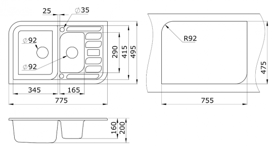 КУХОННАЯ МОЙКА GRANULA 7803