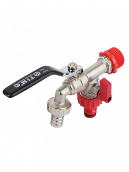 Кран шаровый  водоразборный со штуцером  с двумя кранами 1/2-16