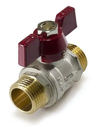 Кран шаровой «STANDARD» (бабочка красная) никелированный 1