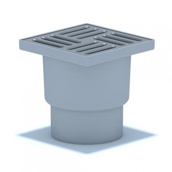 110 трап с вертик. спуском, н/рег решетка 150х150 нерж АНИ пласт TA1212