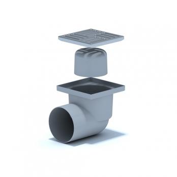 110 трап с горизон. спуском, н/рег решетка 150х150 нерж АНИ пласт ТА1112