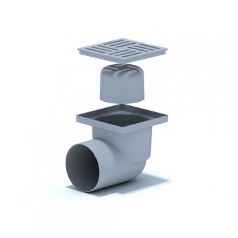 110 трап с горизон. спуском, н/рег решетка 150х150 пласт.  АНИ пласт ТА1110