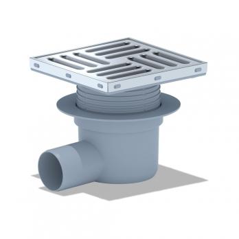 50 трап с гориз. спуском, рег решетка 150х150 нерж АНИ пласт TA5612