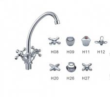 Смеситель для кухни 1/2 кер F4009-2 FRAP ПЕНТА (выс.пов.излив, п/гайку.ю хром, силумин)