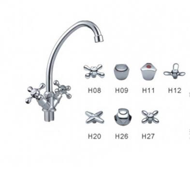 Смеситель для кухни 1/2 кер F4009-2 FRAP ПЕНТА (выс.пов.излив, п/гайку.ю хром, силумин)