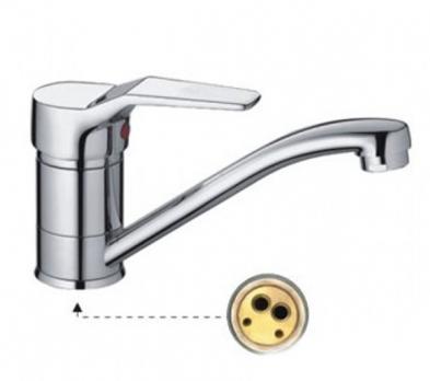 Смеситель для кухни 40к F4563 FRAP (кор. плоск. пов. излив, хром, п/шпильку, латунь)