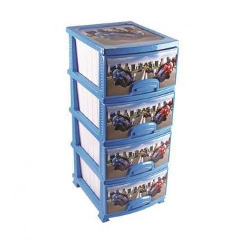 Комод ДЕКОР 4 ярус Мотокросс голубой В95*Ш38*Г47