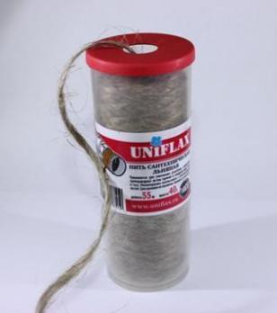 Нить сантехническая льняная 40г. в тубе UNIFLAX 55м "идеальное решение для сантехника"