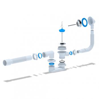 Обвязка на ванну 1 1/2*40*50 с вып.и переливом плоский с гофрой Ani Е055 АНИ пласт