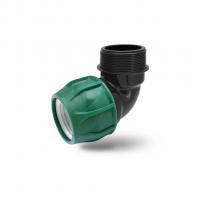 Отвод ПЭ с наруж. труб. резьбой 50х1 1/2" (обж.) POELSAN GREEN