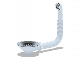 Перелив Ани д/мойки 3 1/2(диам.90мм) N320S АНИ пласт гибкий круг.вертик.корпус