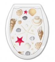 Сиденье для унитаза "Универсал Декор" Ракушки на белом Европласт