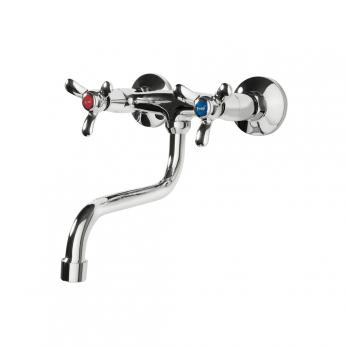 Смеситель для кухни настенный 1/2 кер F4612 FRAP Трилистник (нижний пов.излив, ХРОМ, силумин)