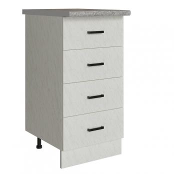 Стол разделочный 40 белый мрамор (4 ящика), столешница гранит пёстрый