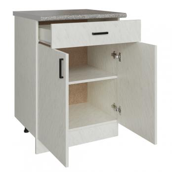 Стол разделочный 60 белый мрамор (1 ящик), столешница гранит пёстрый