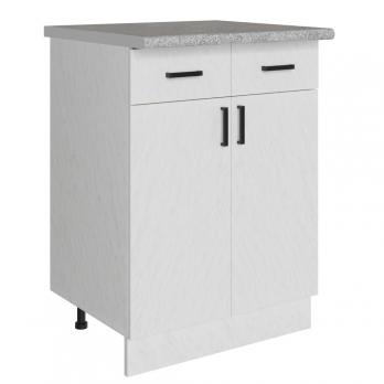 Стол разделочный 60 белый мрамор (2 ящика), столешница гранит пёстрый