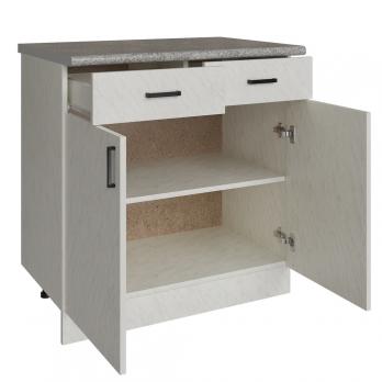 Стол разделочный 80 белый мрамор (2 ящика), столешница гранит пёстрый