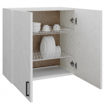 шкаф навесной кухонный с сушкой 60 белый мрамор